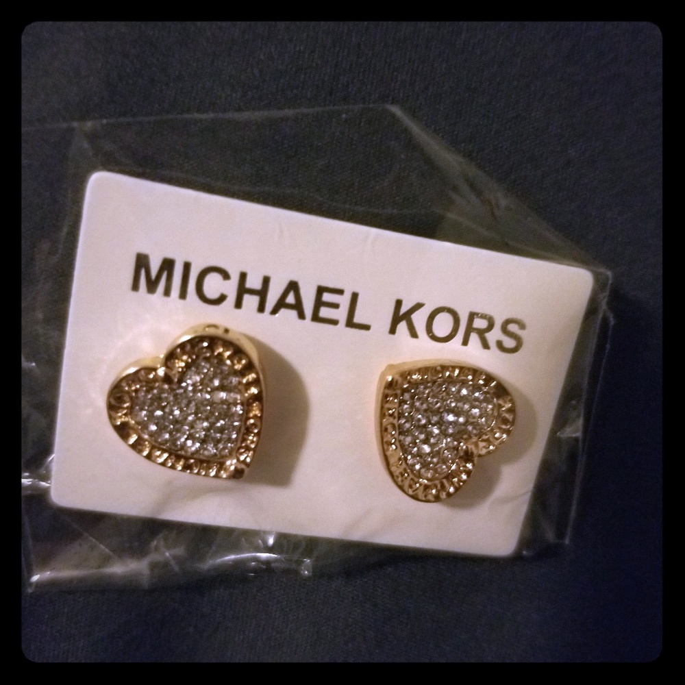 Gold heart MK earrings